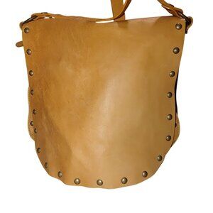 Maurizio Taiuti Genuine Leather Crossbody Saddle Bag Brass Rivets Made In Italy
